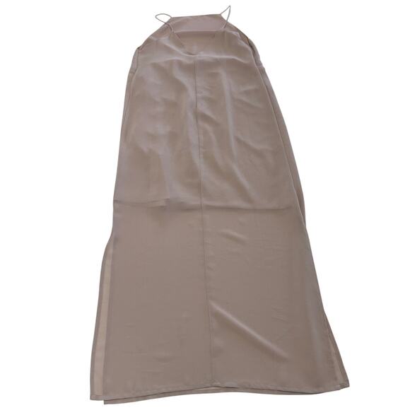 ASOS Dress Womens 0 Taupe Pink Halter Maxi V Back Slit Hem - Picture 2 of 7